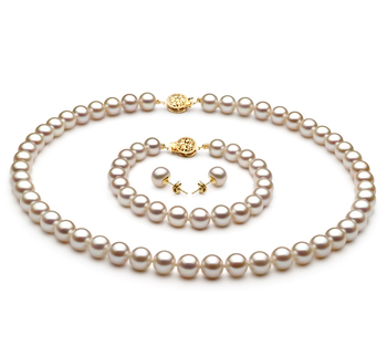 7-8mm AAA Quality Freshwater Cultured Pearl Set in White 7-8mm AAA Quality Freshwater Cultured Pearl Set in White