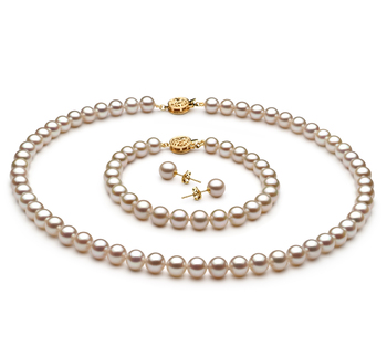 6-7mm AAAA Quality Freshwater Cultured Pearl Set in White 6-7mm AAAA Quality Freshwater Cultured Pearl Set in White