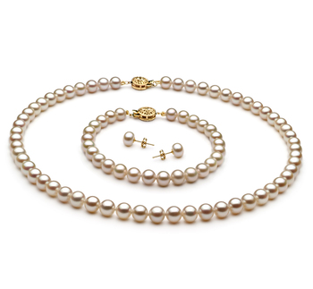 6-7mm AAA Quality Freshwater Cultured Pearl Set in White 6-7mm AAA Quality Freshwater Cultured Pearl Set in White