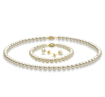 5-6mm AAA Quality Freshwater Cultured Pearl Set in White