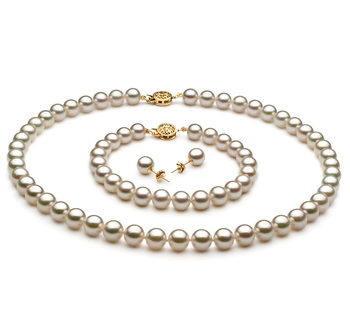 7.5-8mm AAA Quality Japanese Akoya Cultured Pearl Set in White 7.5-8mm AAA Quality Japanese Akoya Cultured Pearl Set in White
