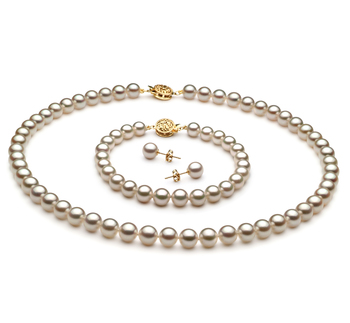 6.5-7mm AAA Quality Japanese Akoya Cultured Pearl Set in White 6.5-7mm AAA Quality Japanese Akoya Cultured Pearl Set in White