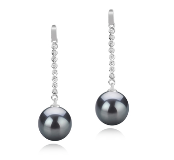10-11mm AAA Quality Tahitian Cultured Pearl Earring Pair in Porsha Black 10-11mm AAA Quality Tahitian Cultured Pearl Earring Pair in Porsha Black