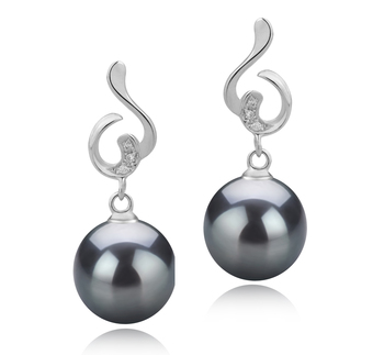 8-9mm AAAA Quality Freshwater Cultured Pearl Earring Pair in Priscilla Black 8-9mm AAAA Quality Freshwater Cultured Pearl Earring Pair in Priscilla Black