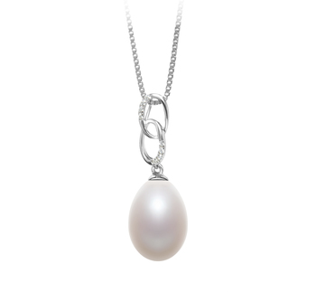 10-11mm AA - Drop Quality Freshwater Cultured Pearl Pendant in Rabia White