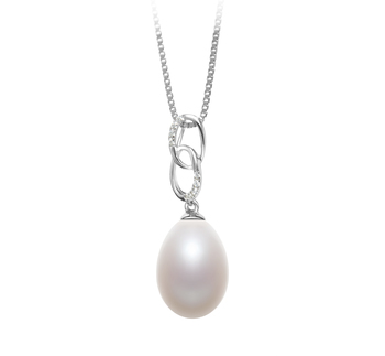 10-11mm AA - Drop Quality Freshwater Cultured Pearl Pendant in Rabia White 10-11mm AA - Drop Quality Freshwater Cultured Pearl Pendant in Rabia White