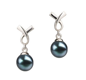 6-7mm AA Quality Japanese Akoya Cultured Pearl Earring Pair in Riley Black 6-7mm AA Quality Japanese Akoya Cultured Pearl Earring Pair in Riley Black