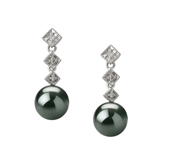 8-9mm AAA Quality Tahitian Cultured Pearl Earring Pair in Rozene Black 8-9mm AAA Quality Tahitian Cultured Pearl Earring Pair in Rozene Black