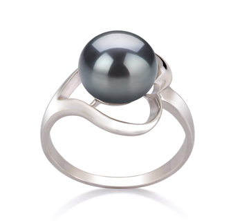 9-10mm AA Quality Freshwater Cultured Pearl Ring in Sadie Black 9-10mm AA Quality Freshwater Cultured Pearl Ring in Sadie Black