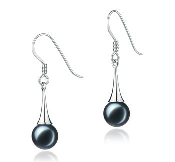 7-8mm AA Quality Japanese Akoya Cultured Pearl Earring Pair in Sandra Black 7-8mm AA Quality Japanese Akoya Cultured Pearl Earring Pair in Sandra Black