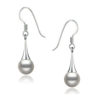 7-8mm AAAA Quality Freshwater Cultured Pearl Earring Pair in Sandra White