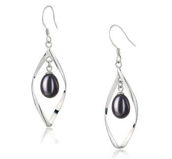 7-8mm AA - Drop Quality Freshwater Cultured Pearl Earring Pair in Sandy Black 7-8mm AA - Drop Quality Freshwater Cultured Pearl Earring Pair in Sandy Black