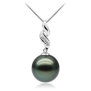 10-10.5mm AAA Quality Tahitian Cultured Pearl Pendant in Seductive Black