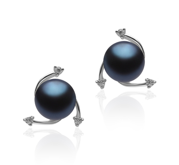 7-8mm AA Quality Freshwater Cultured Pearl Earring Pair in Selene Black 7-8mm AA Quality Freshwater Cultured Pearl Earring Pair in Selene Black
