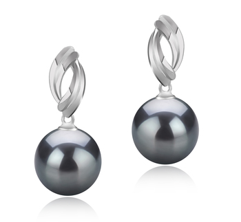 9-10mm AAA Quality Tahitian Cultured Pearl Earring Pair in Shamara Black 9-10mm AAA Quality Tahitian Cultured Pearl Earring Pair in Shamara Black