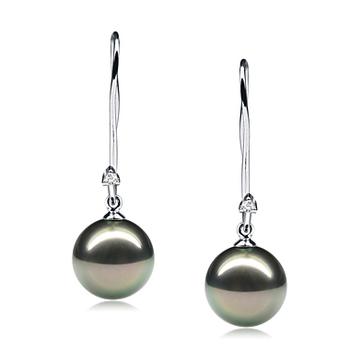 9-10mm AAA Quality Tahitian Cultured Pearl Earring Pair in Simplicity Dangle Black 9-10mm AAA Quality Tahitian Cultured Pearl Earring Pair in Simplicity Dangle Black