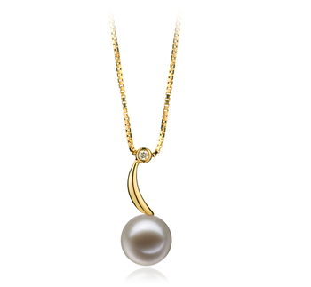 9-10mm AAAA Quality Freshwater Cultured Pearl Pendant in Sora White