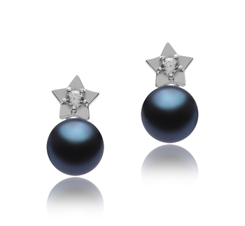 7-8mm AAAA Quality Freshwater Cultured Pearl Earring Pair in Star Black 7-8mm AAAA Quality Freshwater Cultured Pearl Earring Pair in Star Black