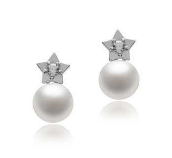 7-8mm AAAA Quality Freshwater Cultured Pearl Earring Pair in Star White