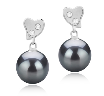 8-9mm AAAA Quality Freshwater Cultured Pearl Earring Pair in Taima Black 8-9mm AAAA Quality Freshwater Cultured Pearl Earring Pair in Taima Black