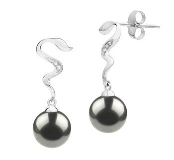8-9mm AAA Quality Tahitian Cultured Pearl Earring Pair in Tamara Black 8-9mm AAA Quality Tahitian Cultured Pearl Earring Pair in Tamara Black