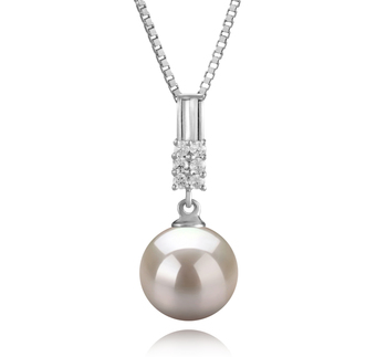 9-10mm AAAA Quality Freshwater Cultured Pearl Pendant in Thelma White
