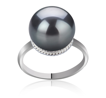 10-11mm AAA Quality Tahitian Cultured Pearl Ring in Tindra Black 10-11mm AAA Quality Tahitian Cultured Pearl Ring in Tindra Black