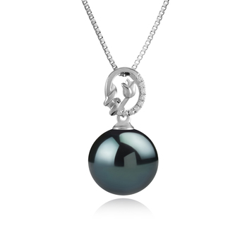 11-12mm AAA Quality Tahitian Cultured Pearl Pendant in Trish Black