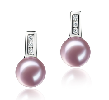 7-8mm AAAA Quality Freshwater Cultured Pearl Earring Pair in Valery Lavender 7-8mm AAAA Quality Freshwater Cultured Pearl Earring Pair in Valery Lavender