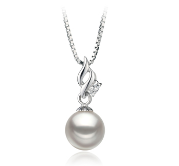 7-8mm AA Quality Japanese Akoya Cultured Pearl Pendant in Zalina White 7-8mm AA Quality Japanese Akoya Cultured Pearl Pendant in Zalina White