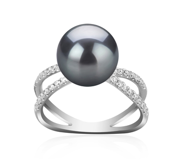 9-10mm AAA Quality Tahitian Cultured Pearl Ring in Zana Black